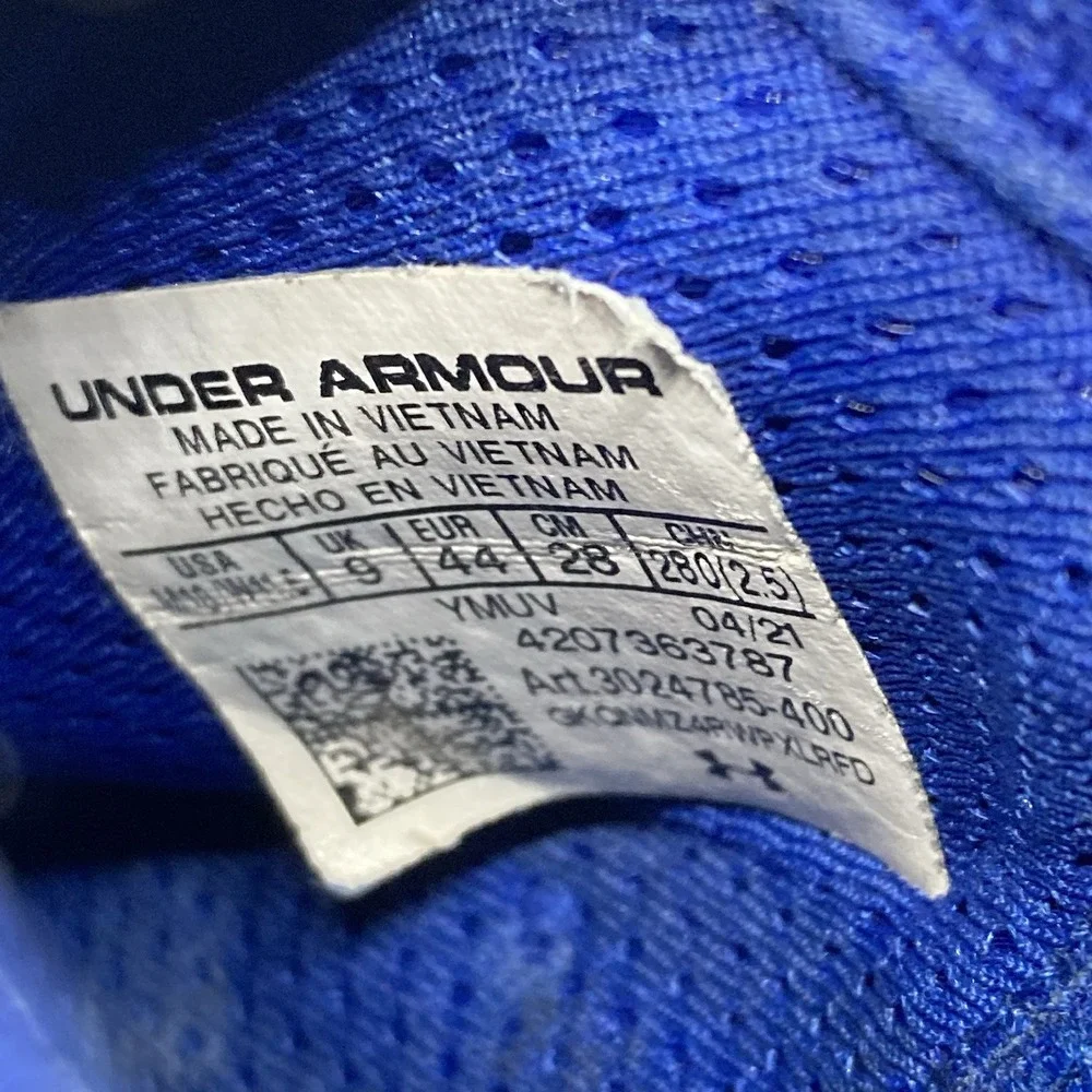 Under Armor Team Curry Mens Size 10 Blue White Basketball Shoes Sneakers Unisex - Picture 10 of 11